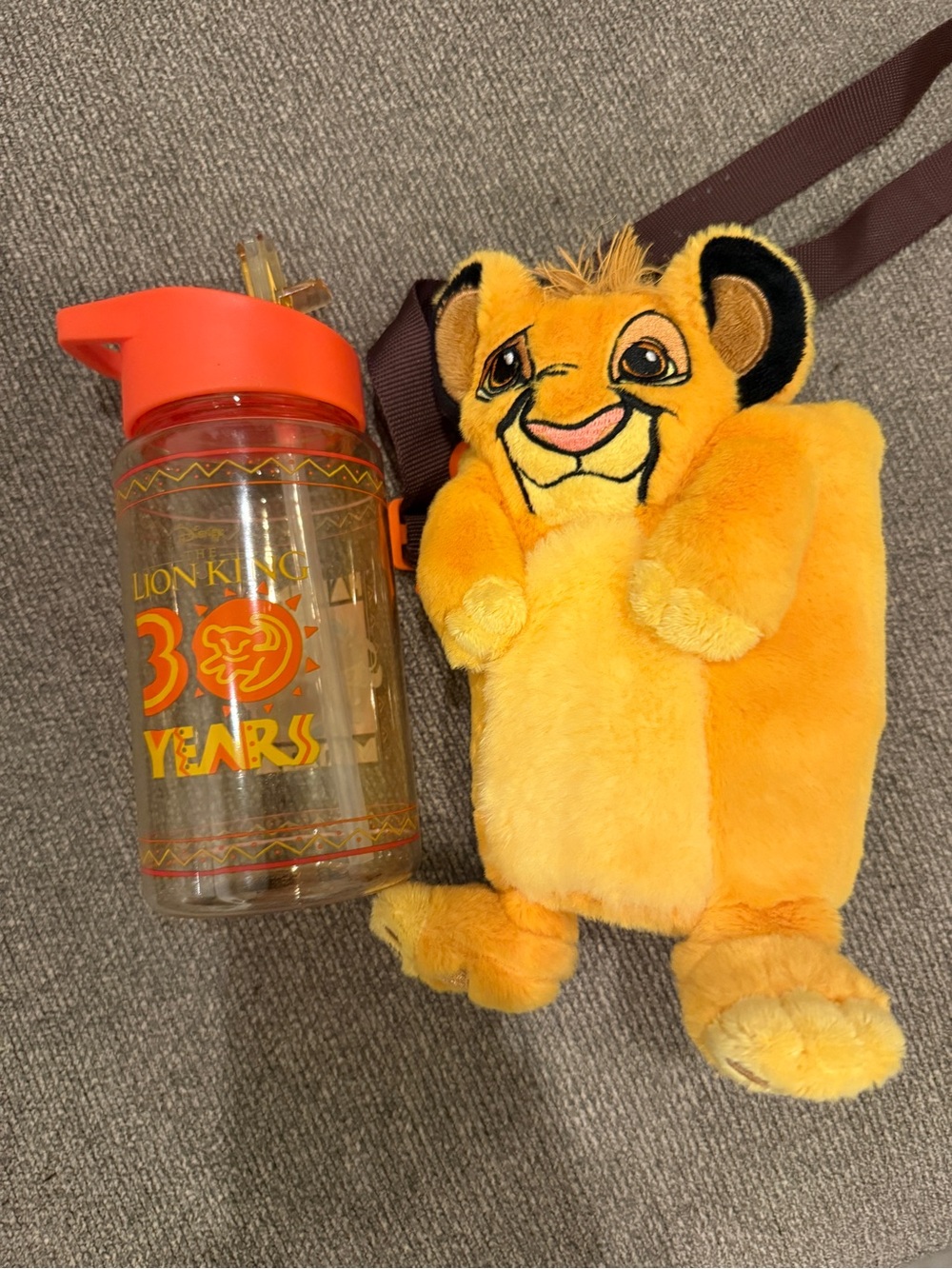Disney The Lion King 30th Anniversary Simba Water Bottle with Plush Strap Holder